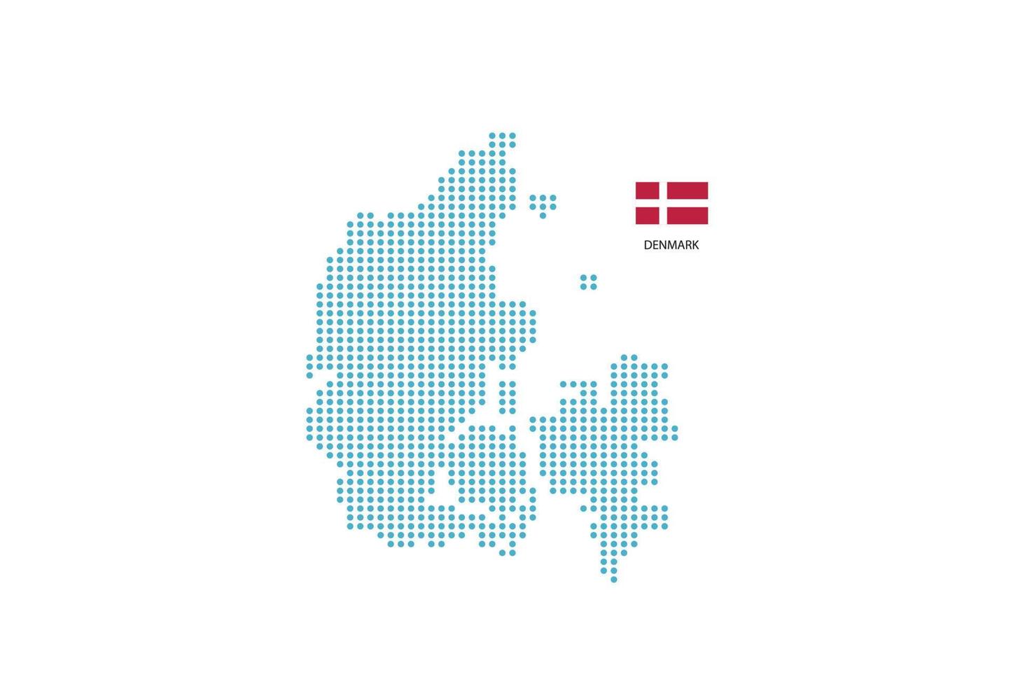 Dinamarca mapa projeto círculo azul, fundo branco com bandeira da Dinamarca. vetor