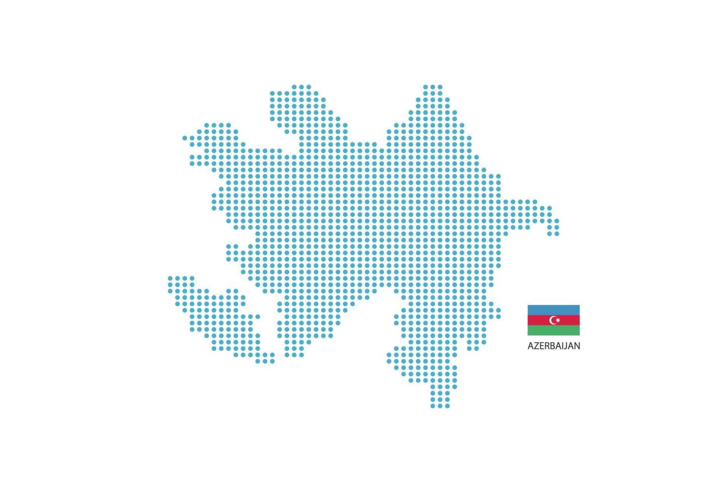 mapa do azerbaijão projeto círculo azul, fundo branco com bandeira do azerbaijão. vetor