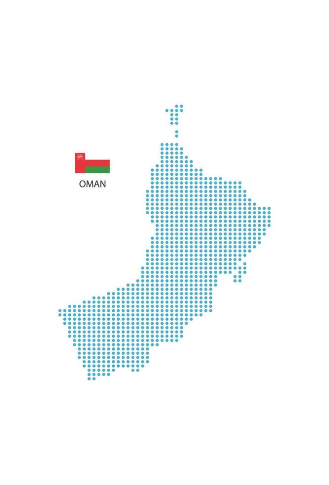 mapa de omã projeto círculo azul, fundo branco com bandeira de omã. vetor