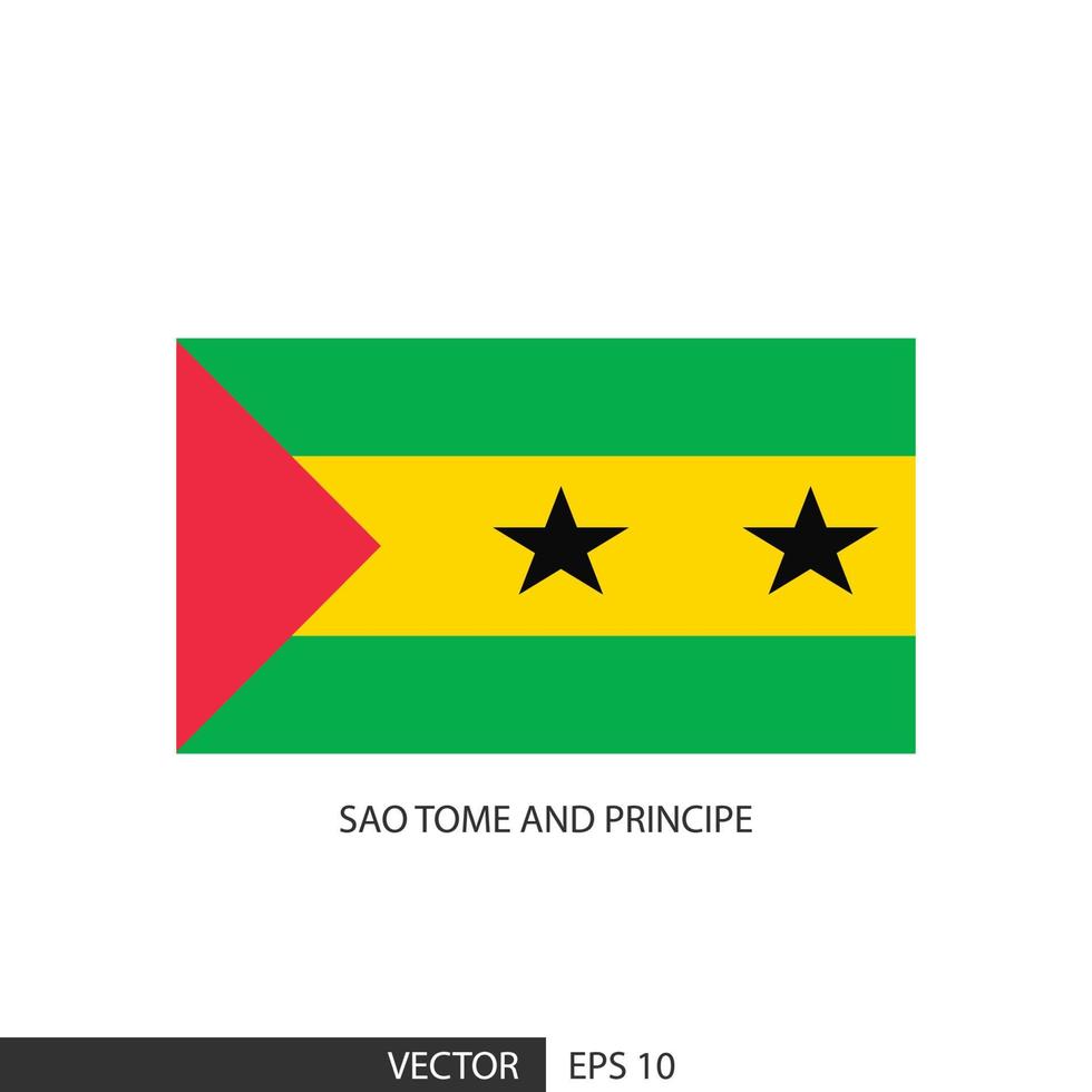 Bandeira quadrada de São Tomé e Príncipe em fundo branco e especificar é o vetor eps10.