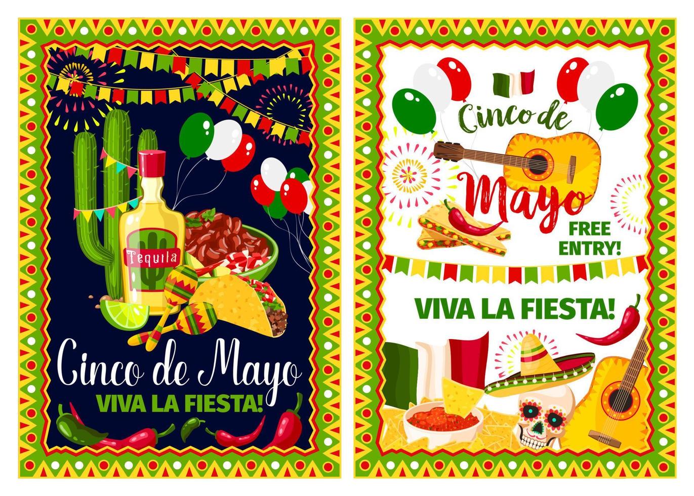 cartão de feriado mexicano da festa de fiesta de cinco de maio vetor