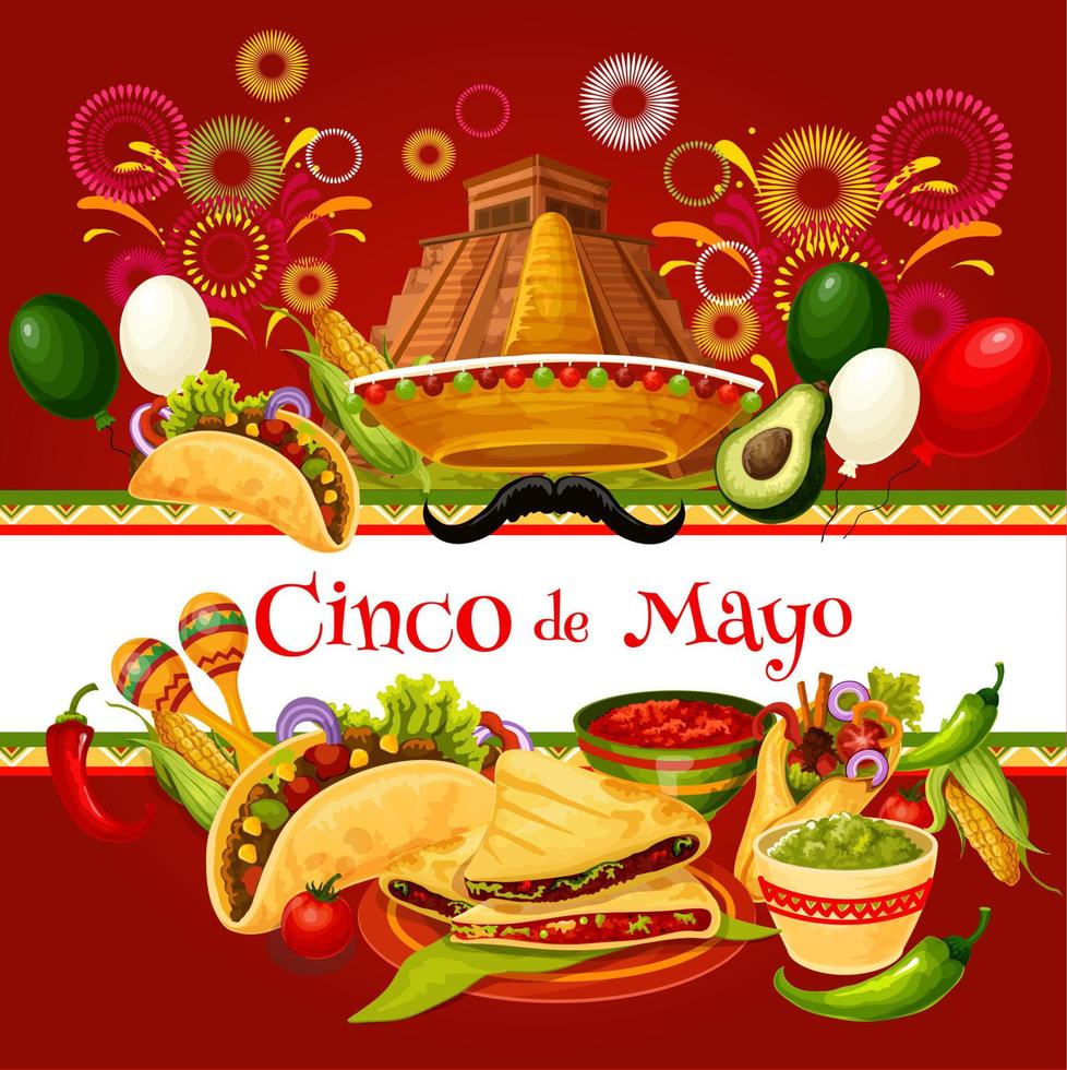 cartão de felicitações do feriado mexicano de cinco de maio vetor