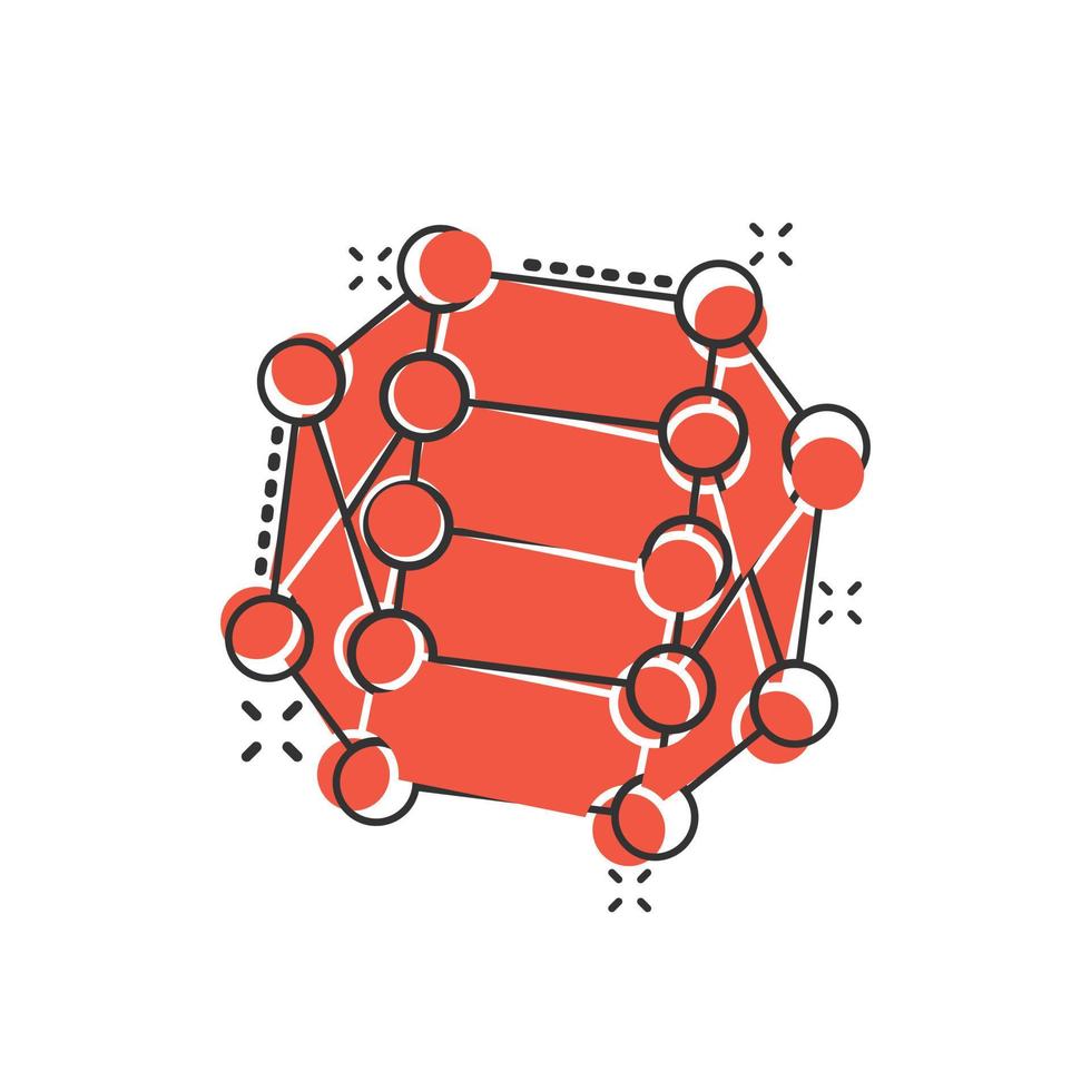 ícone da molécula de DNA em estilo cômico. ilustração em vetor átomo dos desenhos animados no fundo branco isolado. conceito de negócio de sinal de efeito de respingo espiral molecular.