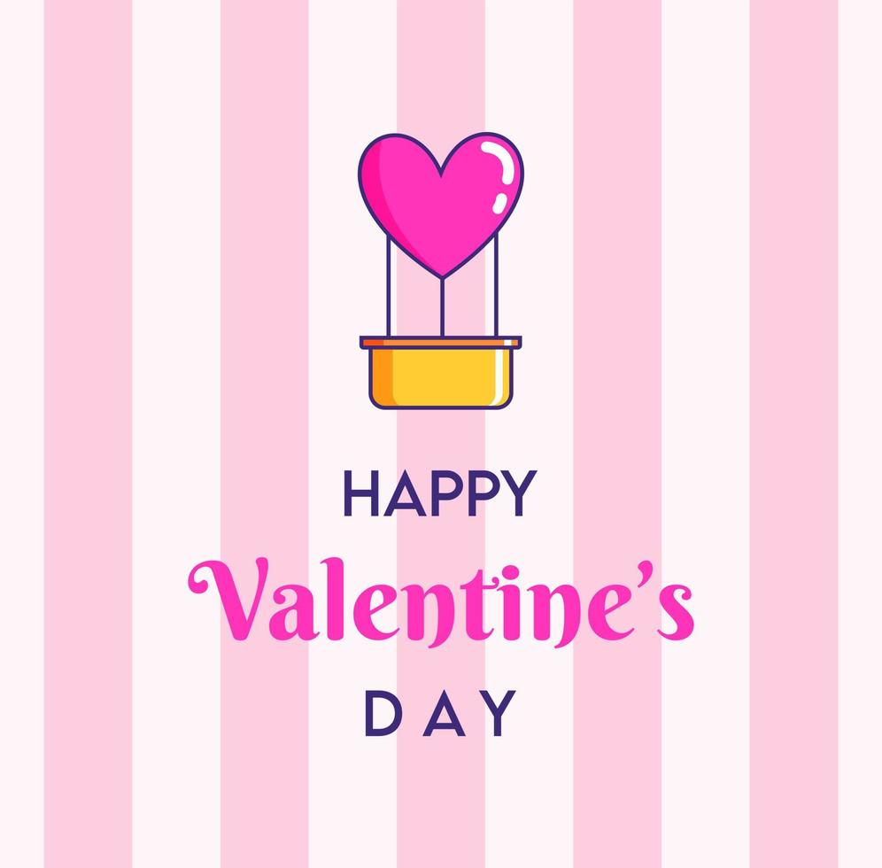 modelo de mídia social para o dia dos namorados, com ilustração vetorial de um balão de ar quente em forma de coração em um fundo rosa vetor