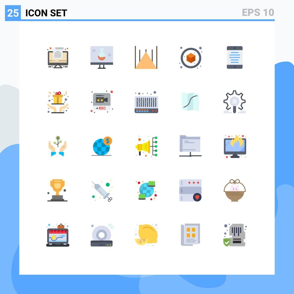 conjunto moderno de pictograma de 25 cores planas de elementos de design de vetores editáveis de caixa de objetos de islamabad de interface de smartphone