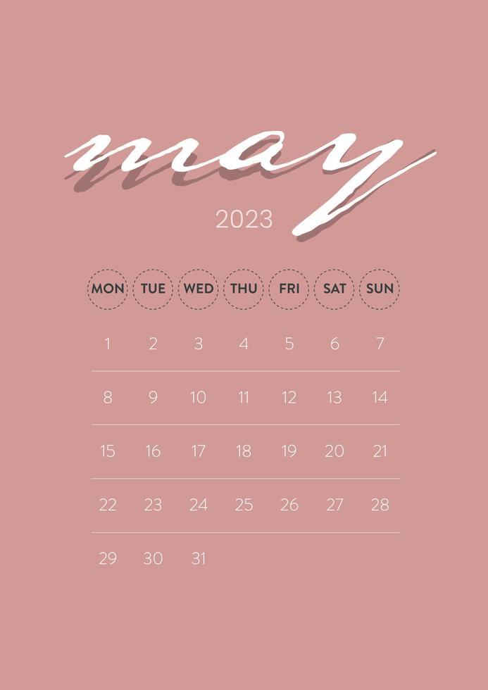 vetor de modelo de calendário mensal de 2023 de negócios mínimos criativos. mesa, calendário de parede para impressão, calendário digital ou planner. semana começa na segunda. design de layout de calendário anual moderno simples. poderia.