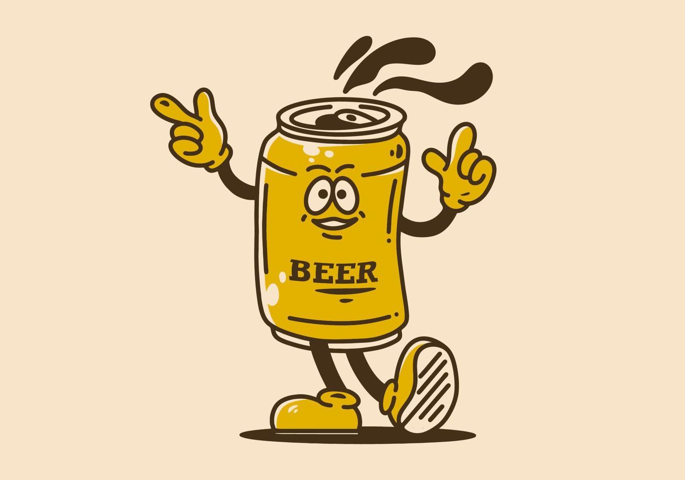 design de ilustração de latas de cerveja com braços e pernas vetor