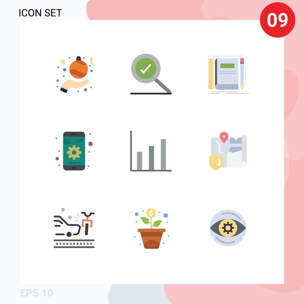 pacote de ícones de vetores de estoque de 9 sinais e símbolos de linha para dispositivo gráfico configuração de notebook elementos de design de vetores editáveis
