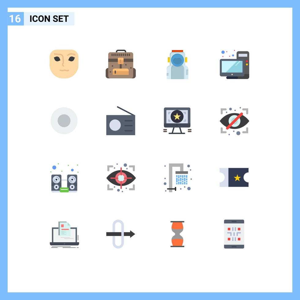 grupo de 16 sinais e símbolos de cores planas para hotel monitor espaço hardware computador pacote editável de elementos de design de vetores criativos