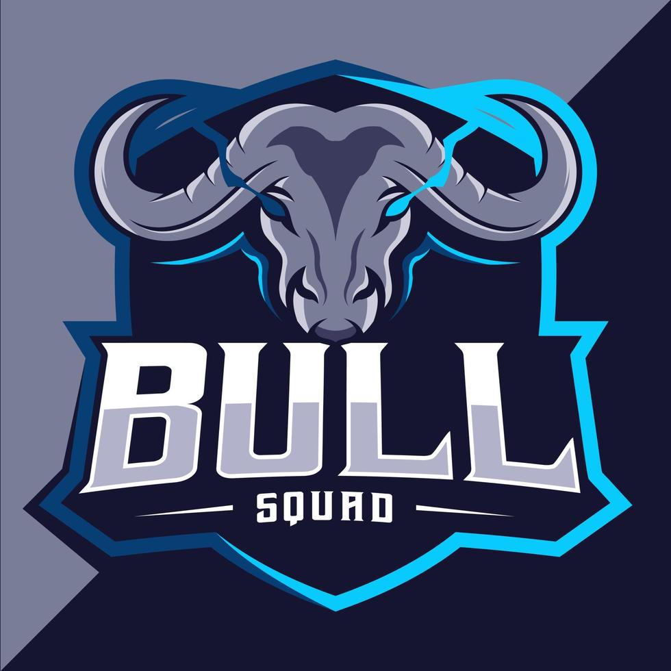 design de logotipo esport de mascote de touro vetor