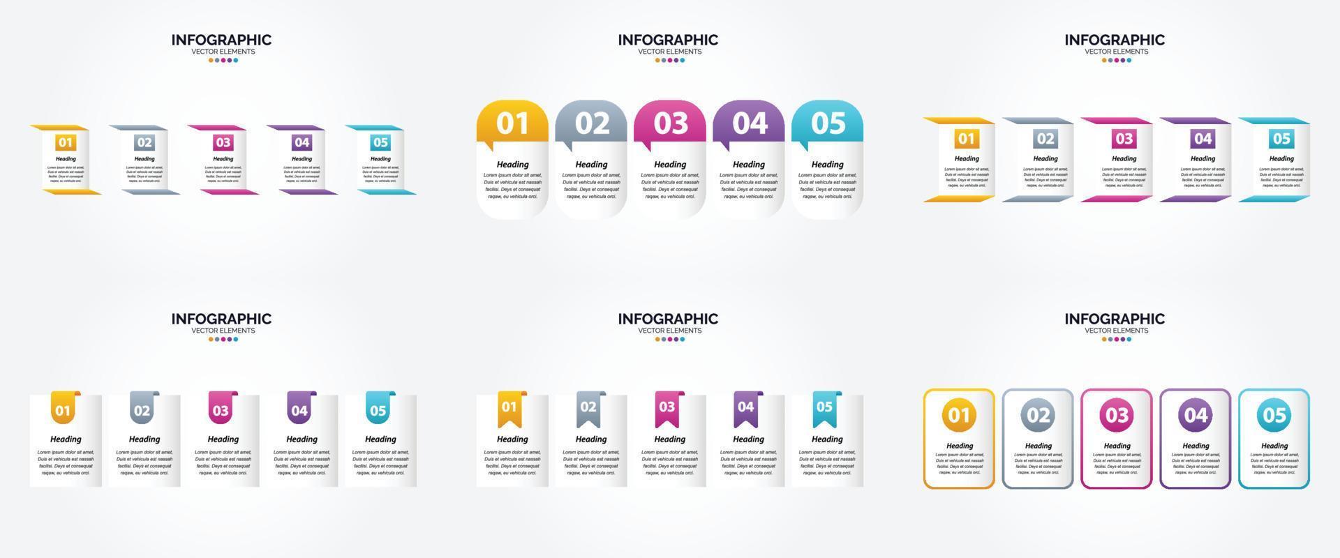 conjunto de design plano de infográficos de ilustração vetorial para folheto publicitário e revista vetor