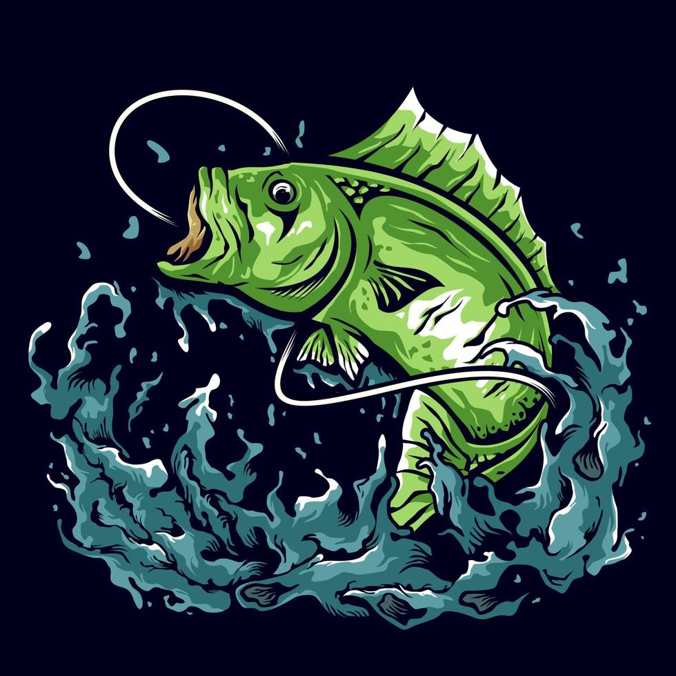 design de logotipo de ilustração de pesca do robalo vetor