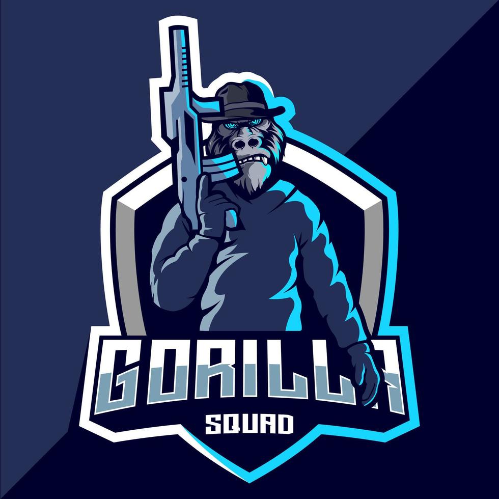 design de logotipo esport do esquadrão gorila vetor