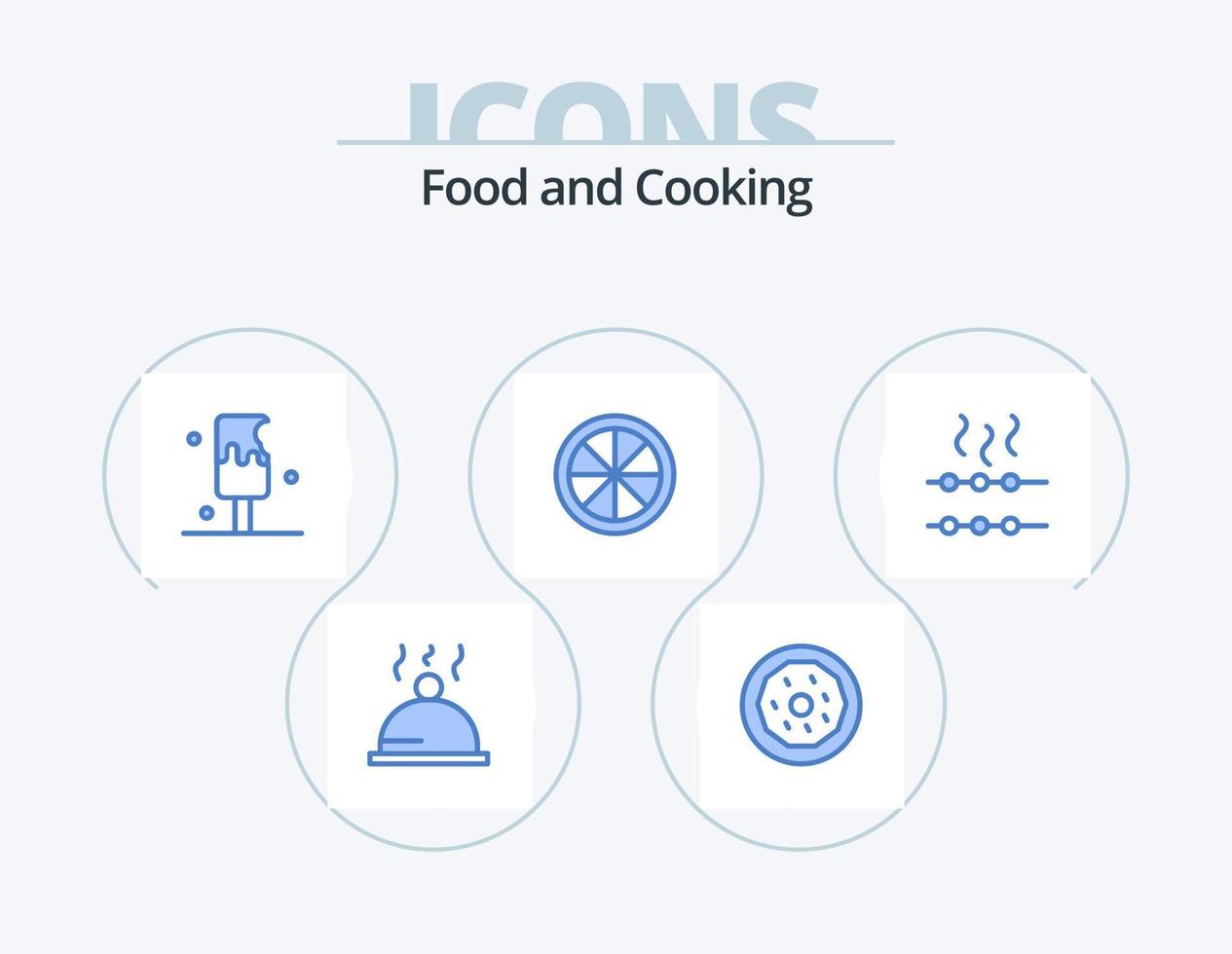 design de ícone do pacote de 5 ícones de comida azul. . com fome. Comida. Comida. Comida vetor