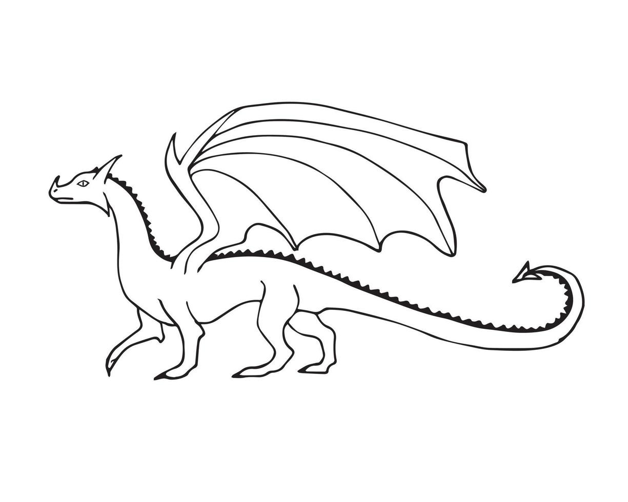 dragão de esboço de doodle desenhado de mão vetorial vetor