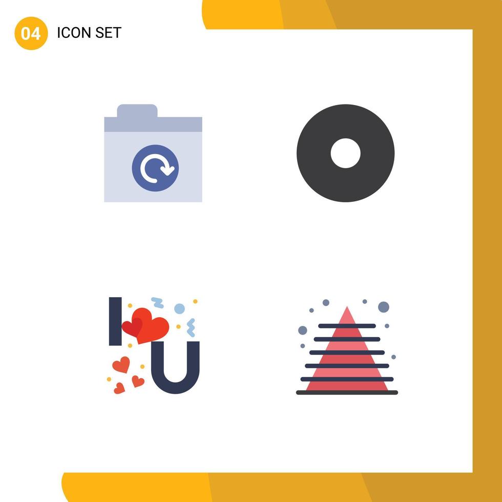 conjunto moderno de pictograma de 4 ícones planos de pasta negócios multimídia i marketing elementos de design de vetores editáveis