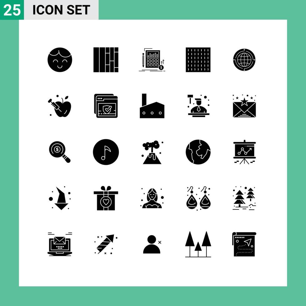 25 ícones criativos sinais e símbolos modernos de investimento em comunicação global elementos de design de vetores editáveis