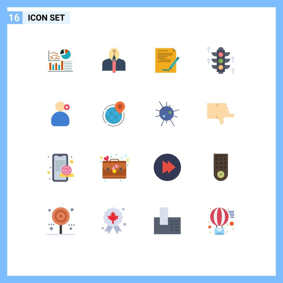 conjunto de 16 sinais de símbolos de ícones de interface do usuário modernos para o pacote editável de nota de rood criativa de homem de elementos de design de vetor criativo