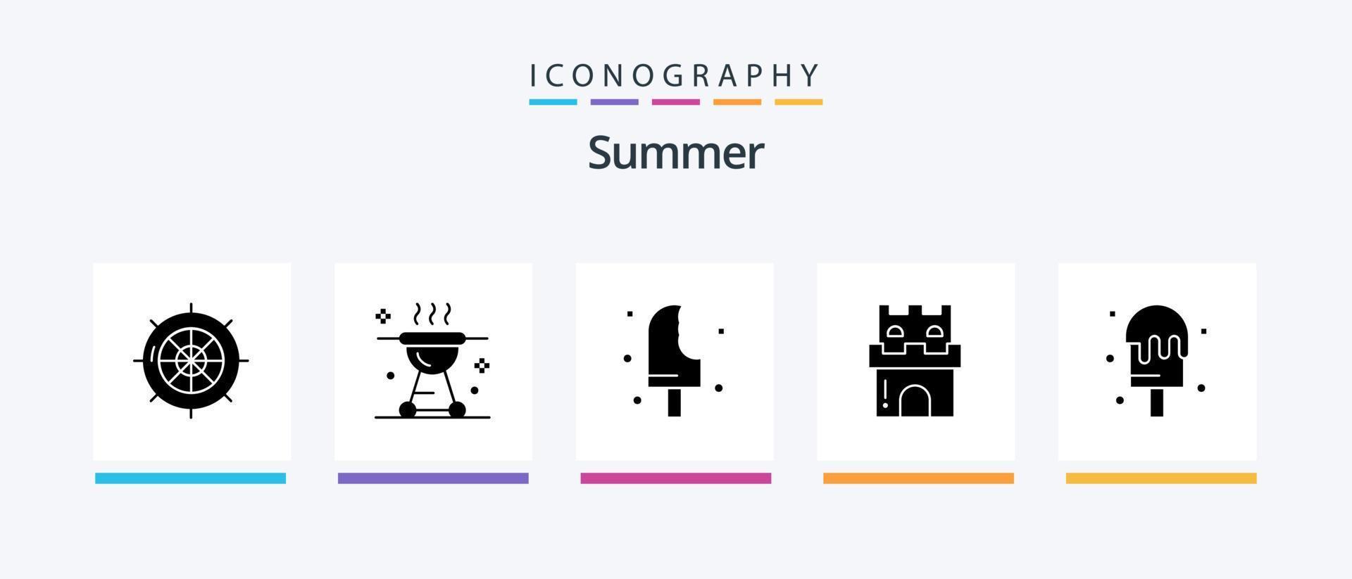 pacote de ícones de glifo de verão 5, incluindo férias. de praia. grade. verão. gelo. design de ícones criativos vetor
