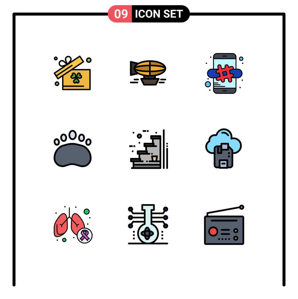 pacote de ícones vetoriais de estoque de 9 sinais e símbolos de linha para embreagens de viagem de pegada de chão elementos de design de vetores editáveis móveis