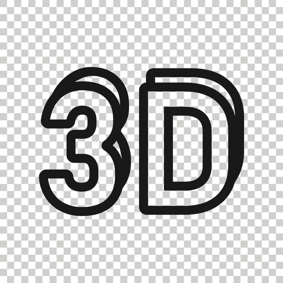 ícone de texto 3D em estilo simples. ilustração em vetor palavra sobre fundo branco isolado. conceito de negócio de tecnologia estereoscópica.