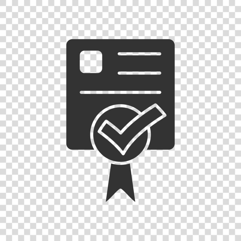 aprove o ícone do certificado em estilo simples. ilustração em vetor marca de seleção de documento em fundo branco isolado. conceito de negócio de escolha de aprovação.