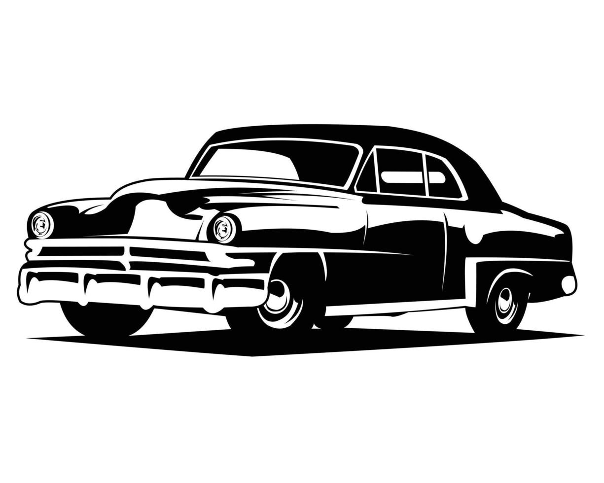 carro clássico da década de 1970 isolado fundo branco de vista lateral. melhor para logotipos, distintivos, emblemas, ícones, disponíveis no eps 10. vetor