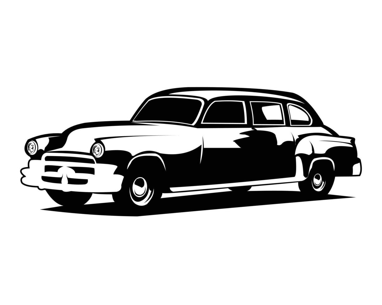 ilustração gráfica vetorial de um carro chevy clássico preto em uma visão de fundo branco do lado. disponível eps 10. vetor