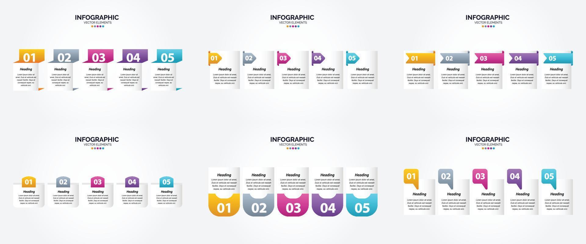 conjunto de design plano de infográficos de ilustração vetorial para folheto publicitário e revista vetor