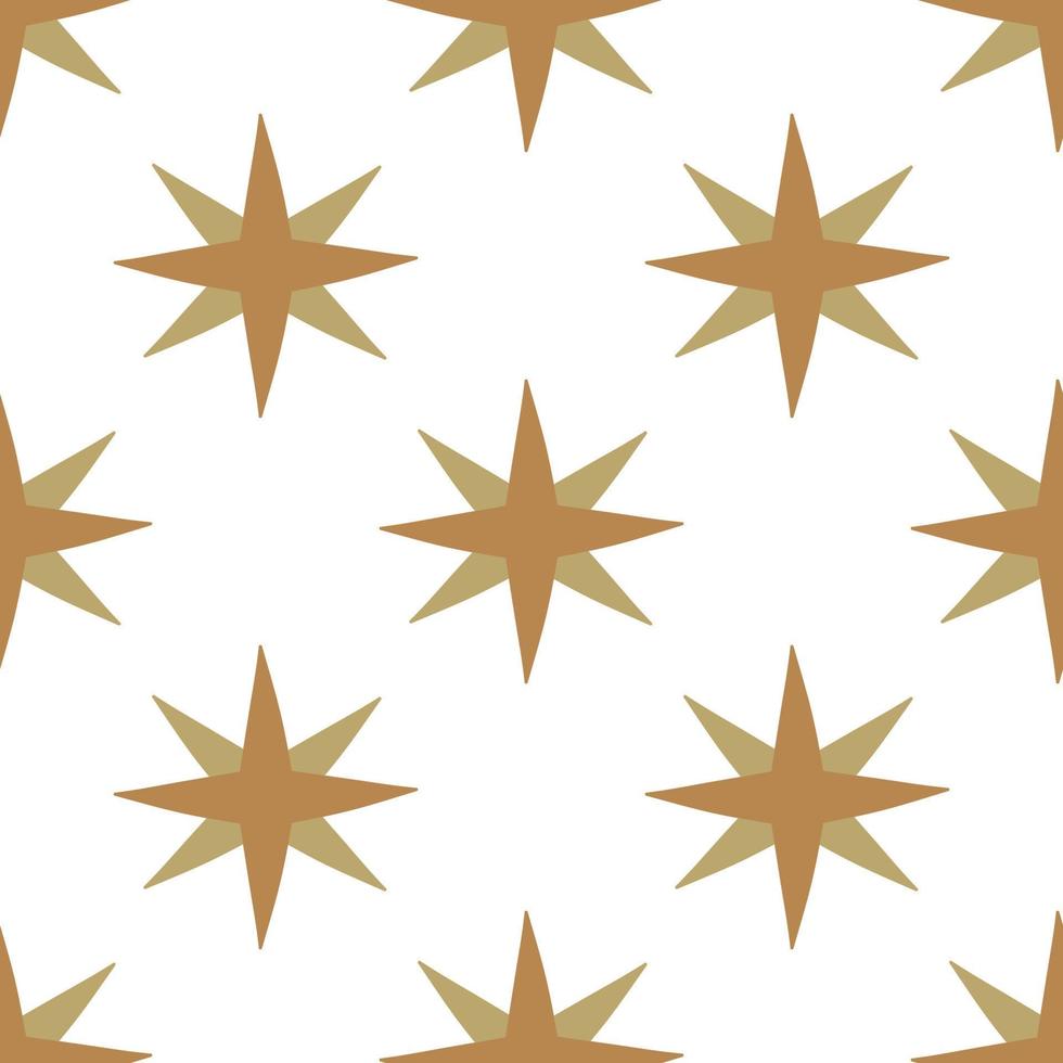 estrelas douradas. natal vintage e feliz ano novo plano sem costura padrão, ótimo para têxteis de natal, banners, papel de embrulho, papel de parede. vetor