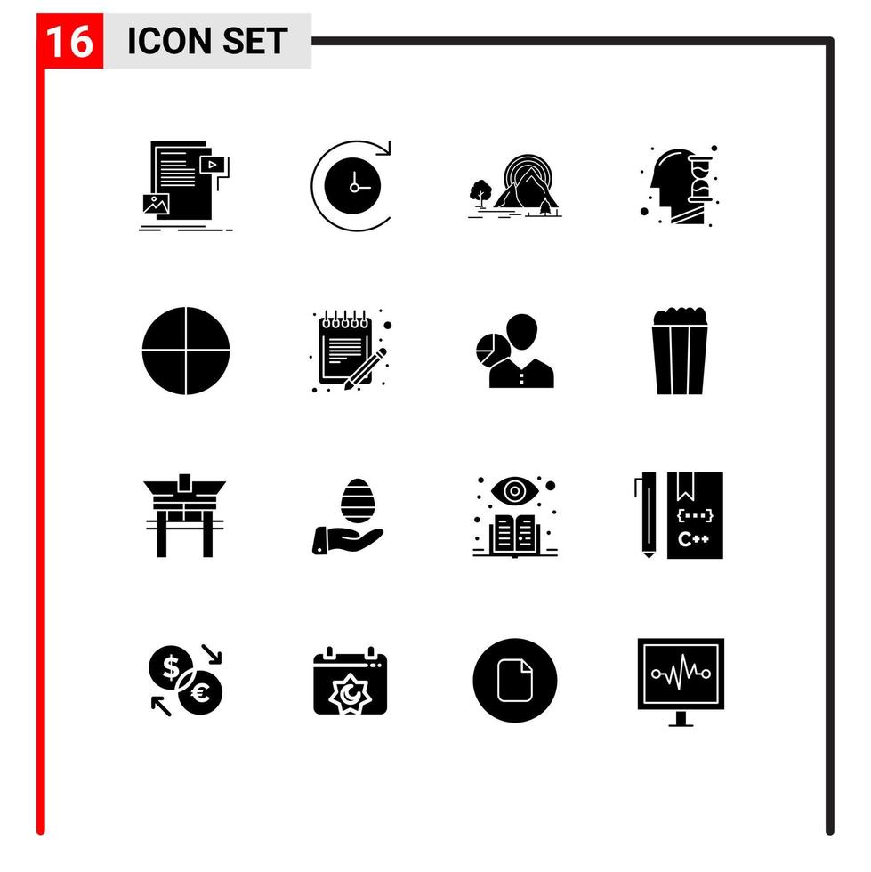 pacote de ícones vetoriais de estoque de 16 sinais e símbolos de linha para pílula hora vidro colina tempo humano elementos de design de vetores editáveis