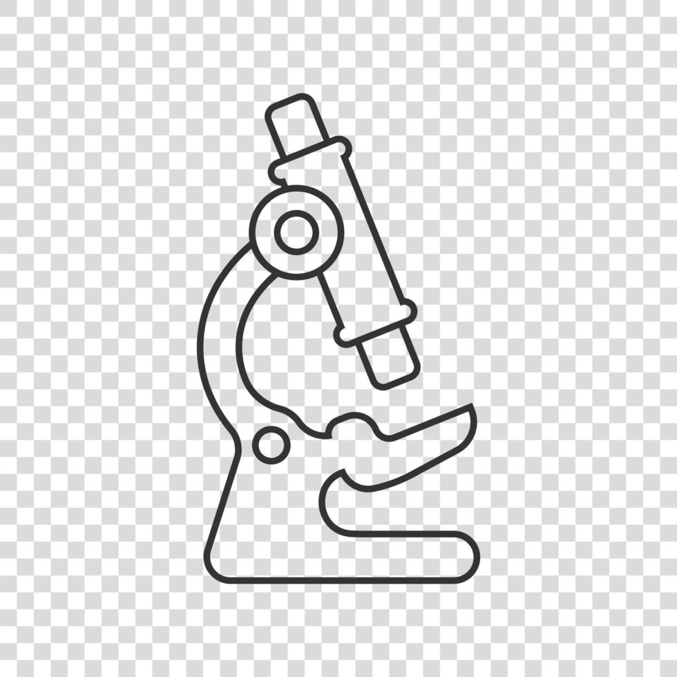 ícone de microscópio em estilo simples. ilustração em vetor lupa de laboratório em fundo isolado. conceito de negócio de sinal de instrumento de biologia.