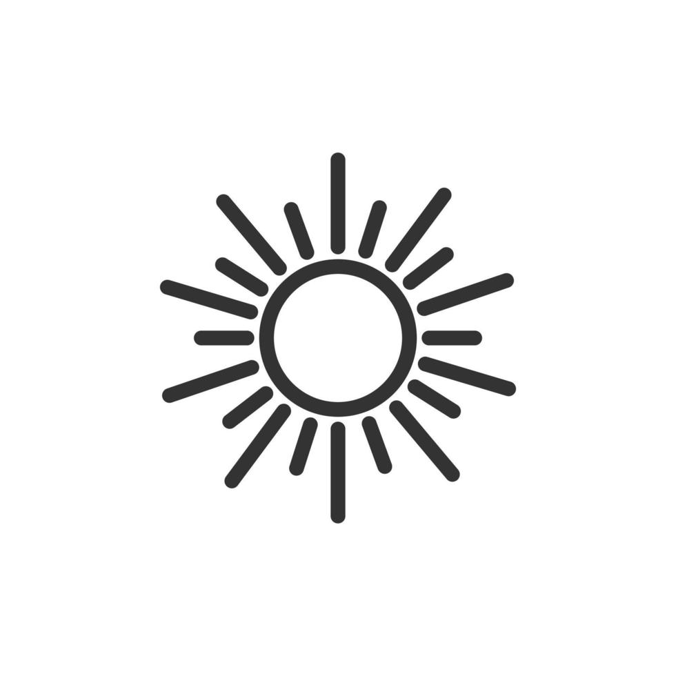 ícone do sol em estilo simples. ilustração vetorial de sinal de luz solar sobre fundo branco isolado. conceito de negócios à luz do dia. vetor