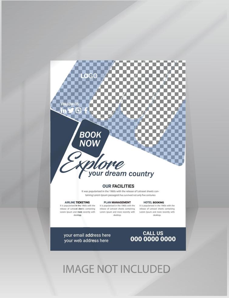 design de folheto de negócios e modelo de página de capa de brochura para agência de viagens vetor