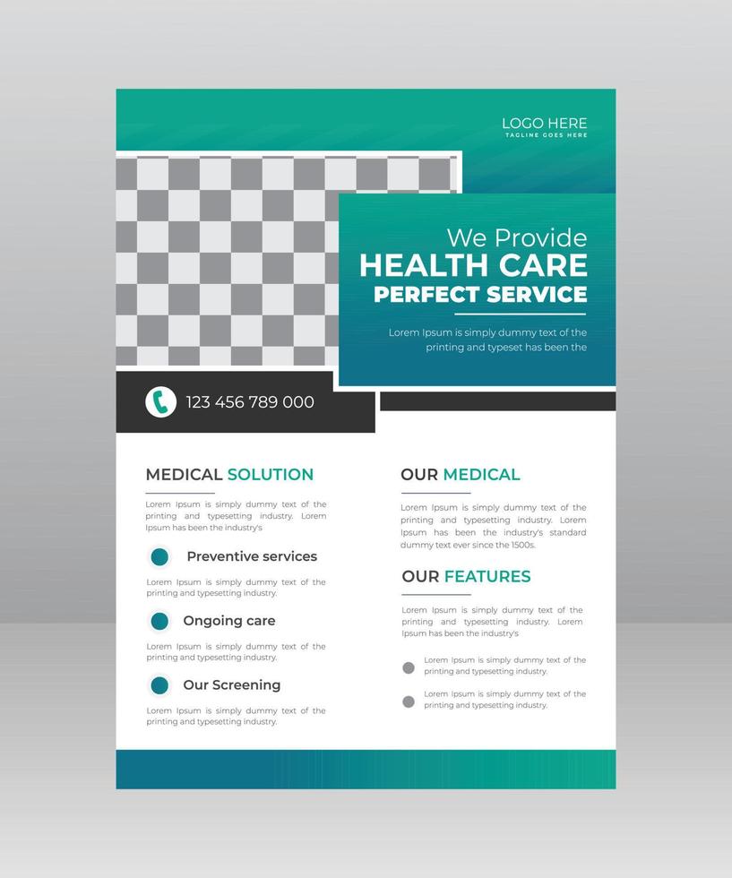 modelo de panfleto médico de saúde com espaço para foto vetor