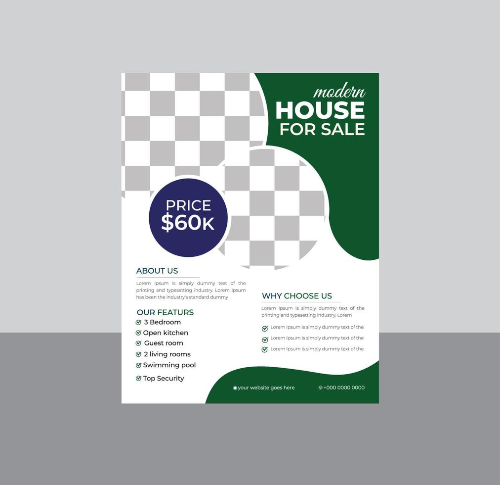 flyer profissional de venda de casa para agência imobiliária vetor