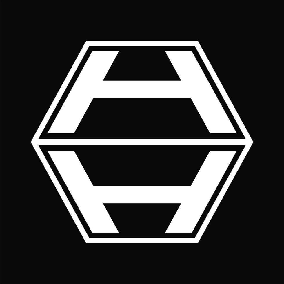 monograma de logotipo hh com modelo de design em forma de hexágono para cima e para baixo vetor