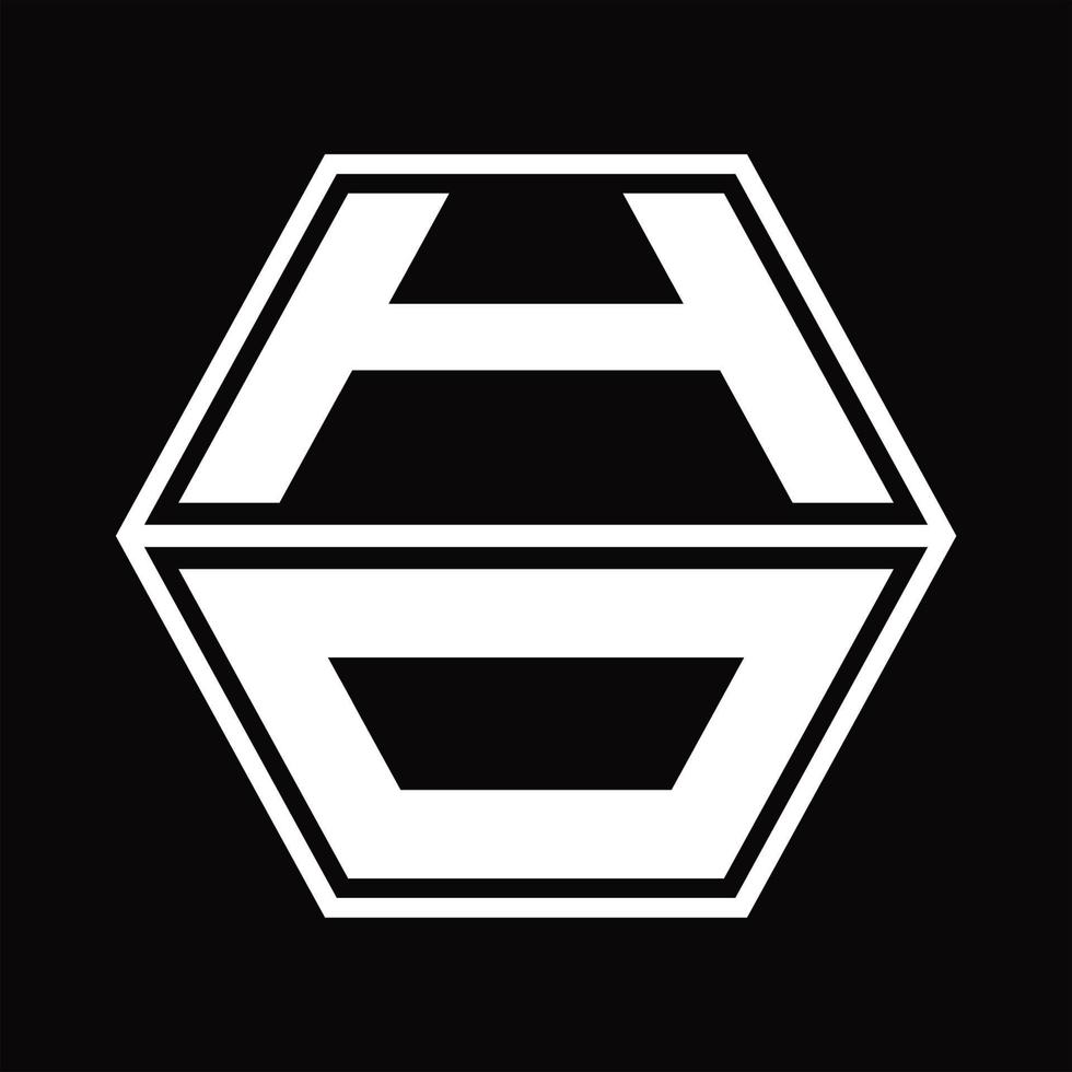 monograma de logotipo ho com modelo de design em forma de hexágono para cima e para baixo vetor