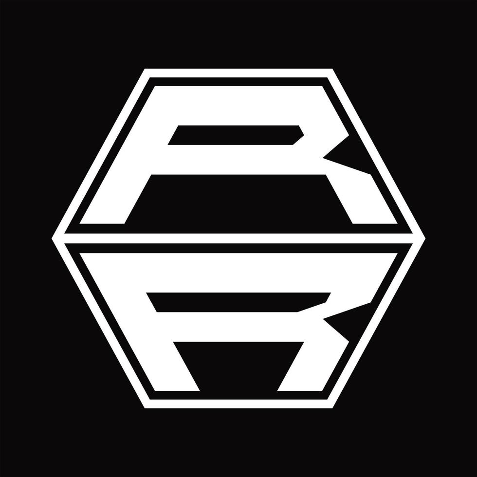 monograma de logotipo rr com modelo de design em forma de hexágono para cima e para baixo vetor