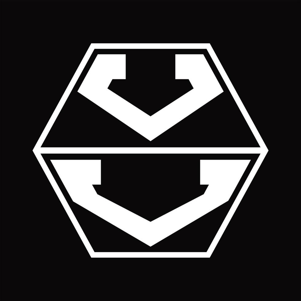 monograma de logotipo vv com modelo de design em forma de hexágono para cima e para baixo vetor