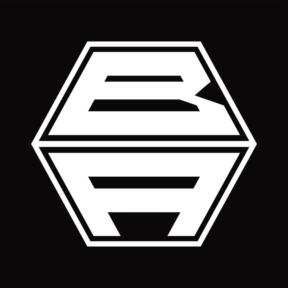 monograma do logotipo ba com modelo de design em forma de hexágono para cima e para baixo vetor