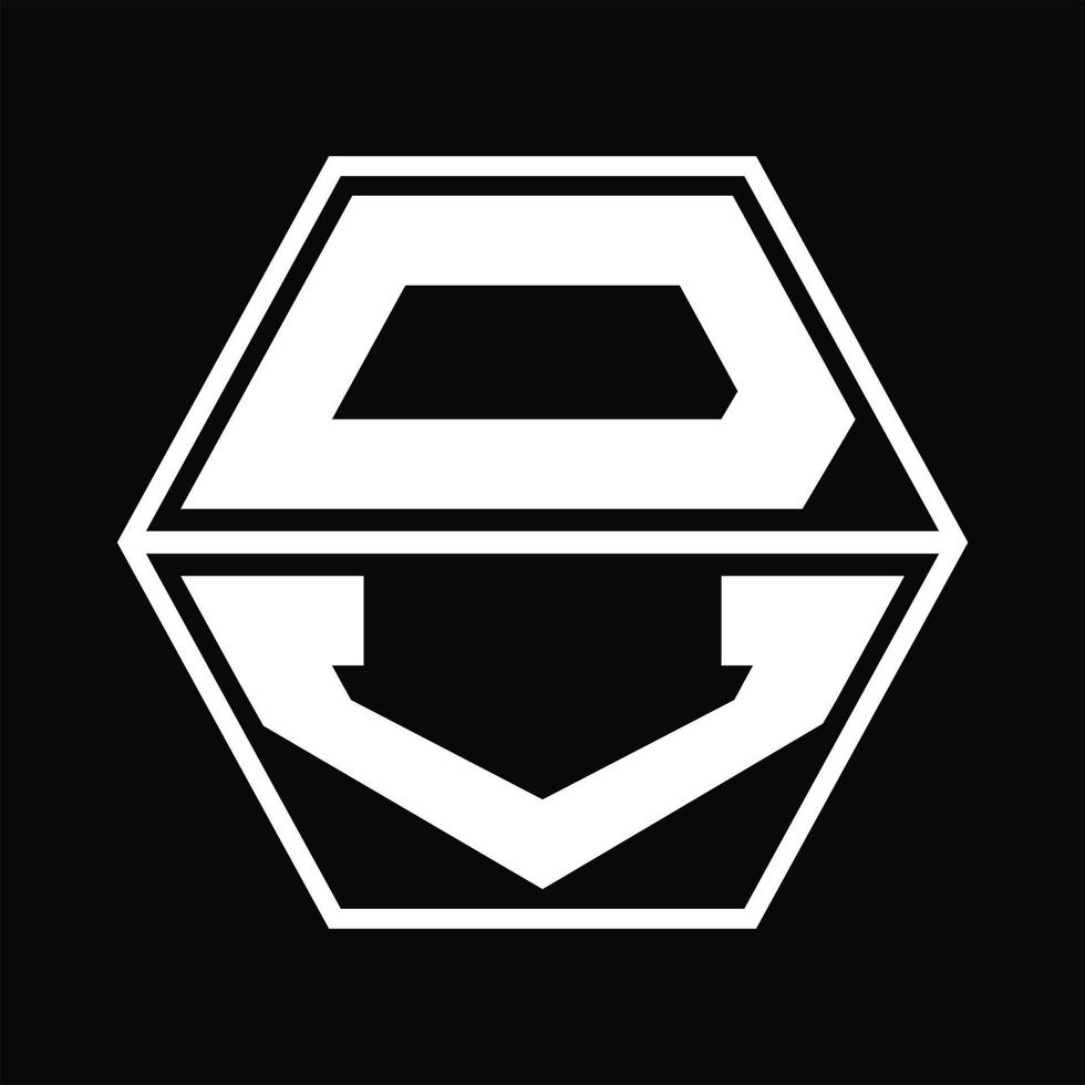 monograma de logotipo dv com modelo de design em forma de hexágono para cima e para baixo vetor
