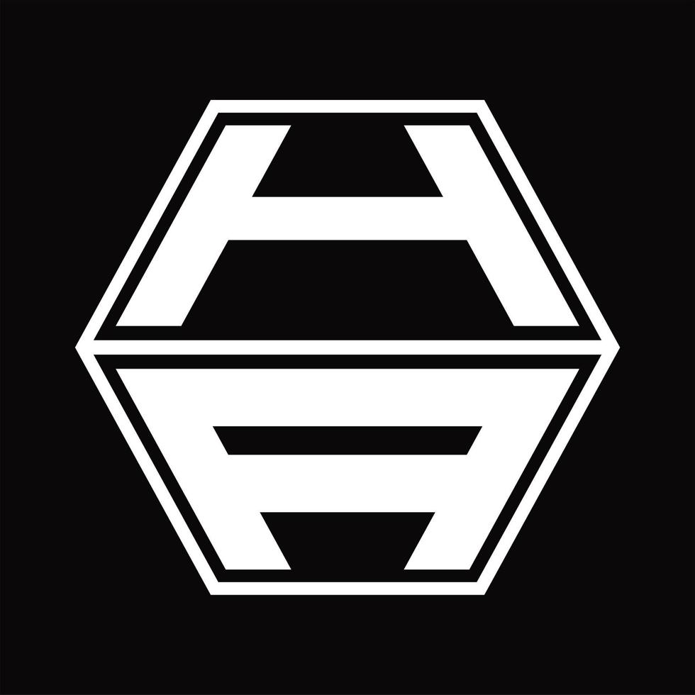 monograma de logotipo ha com modelo de design em forma de hexágono para cima e para baixo vetor