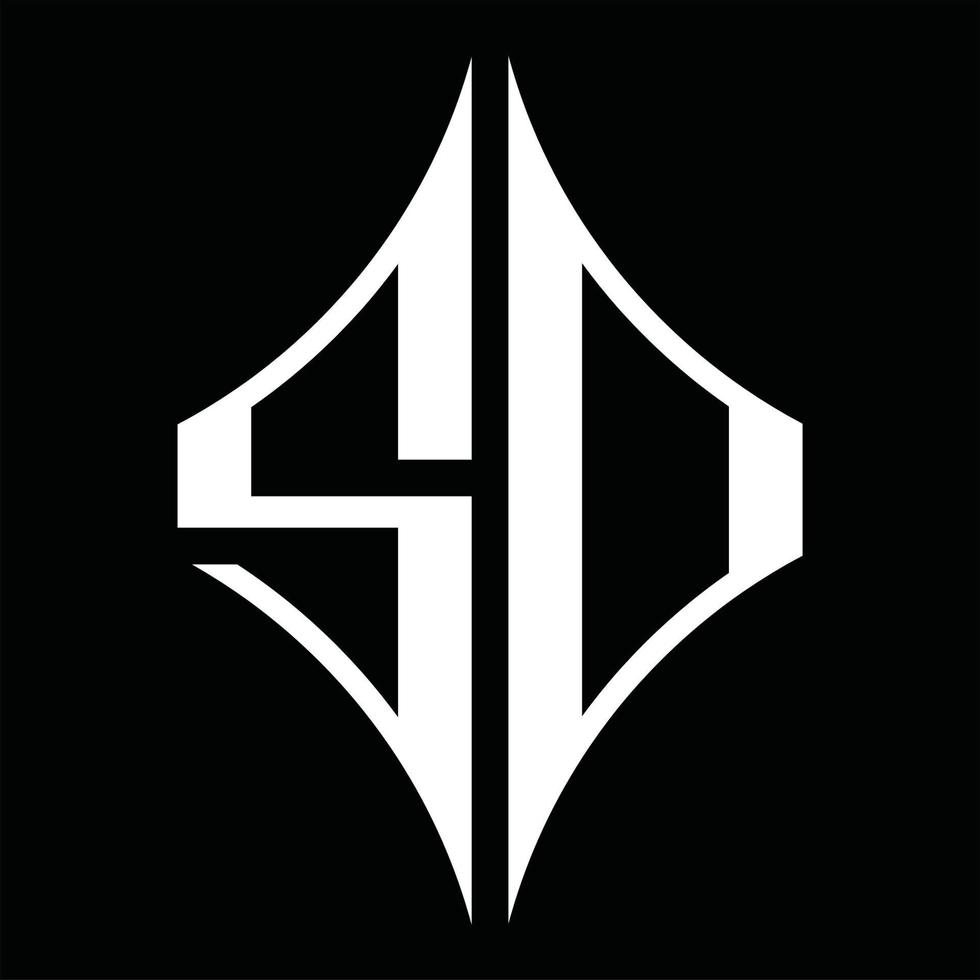 monograma de logotipo sd com modelo de design em forma de diamante vetor