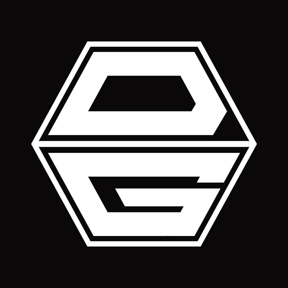monograma do logotipo dg com modelo de design em forma de hexágono para cima e para baixo vetor
