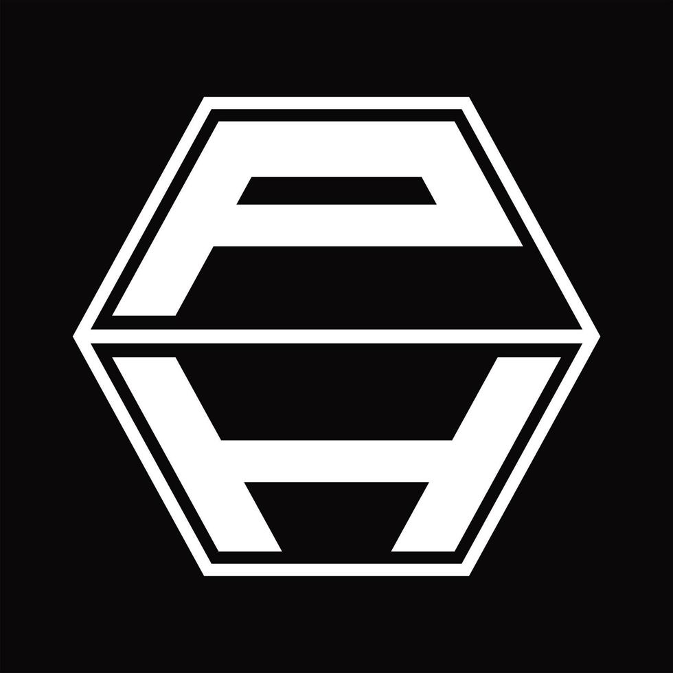 monograma do logotipo ph com modelo de design em forma de hexágono para cima e para baixo vetor