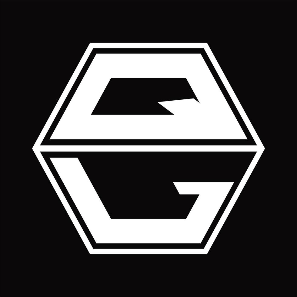 monograma de logotipo ql com modelo de design em forma de hexágono para cima e para baixo vetor