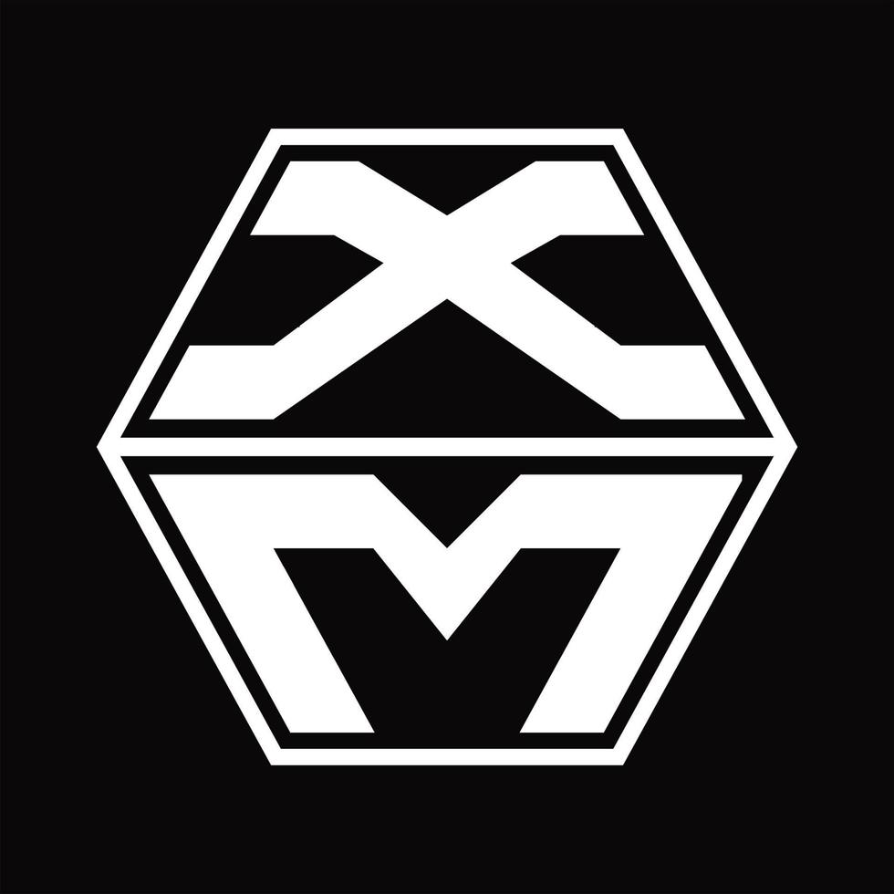 monograma de logotipo xm com modelo de design em forma de hexágono para cima e para baixo vetor