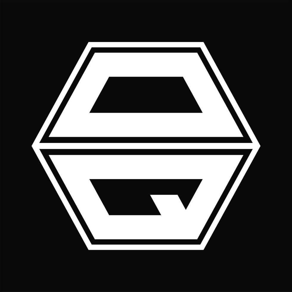 monograma de logotipo oq com modelo de design em forma de hexágono para cima e para baixo vetor