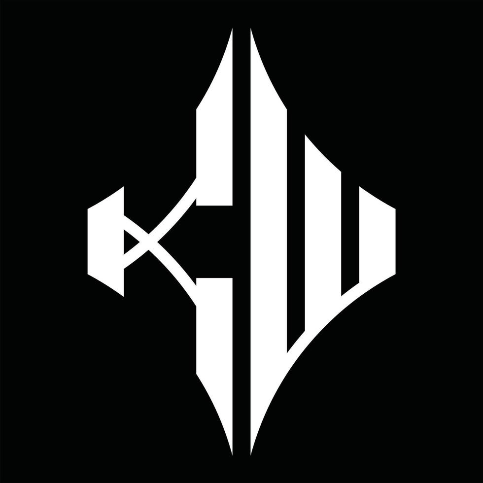 monograma de logotipo kw com modelo de design em forma de diamante vetor